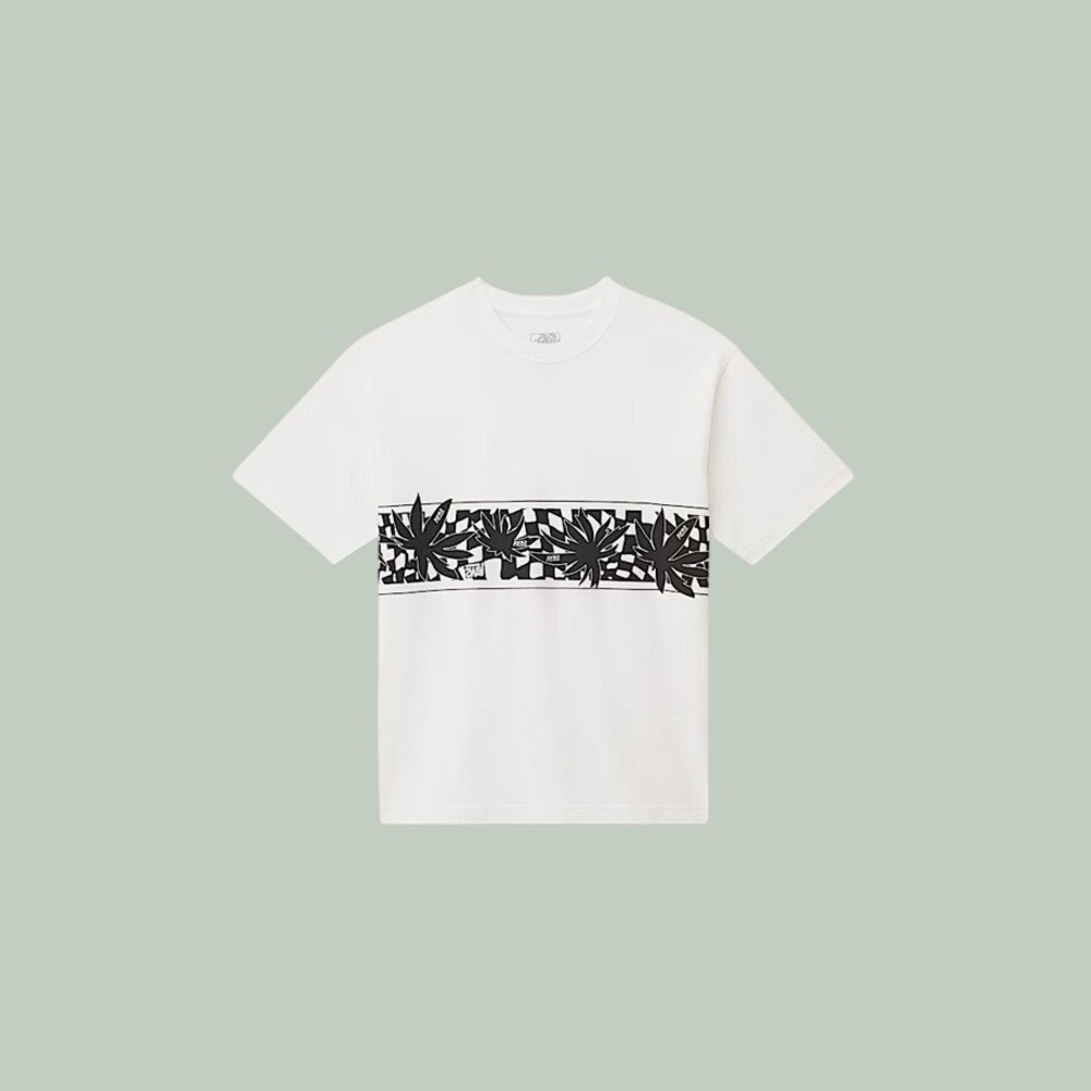 Vans Palm Leaf SS Tee Off-White Black Checkerboard Loose Fit Men's Size XL NEW